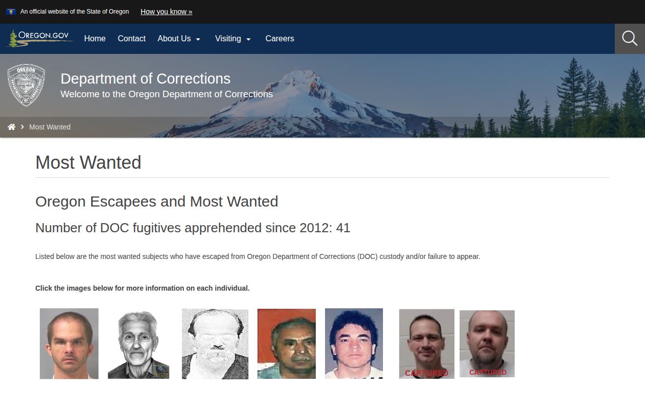 Sherman County reference to Oregon DOC wanted fugitive record source