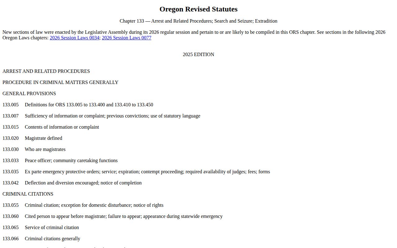 Sherman County booking photo law record source under ORS 133.870